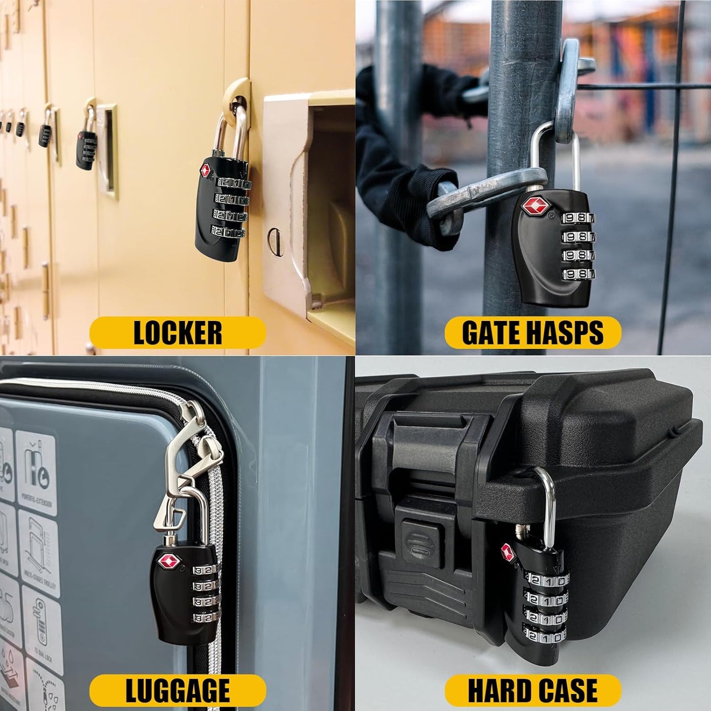 TSA Approved Gun Case Locks - 4 Digit Combo Padlocks for Pistol & Revolver | 2 Pack