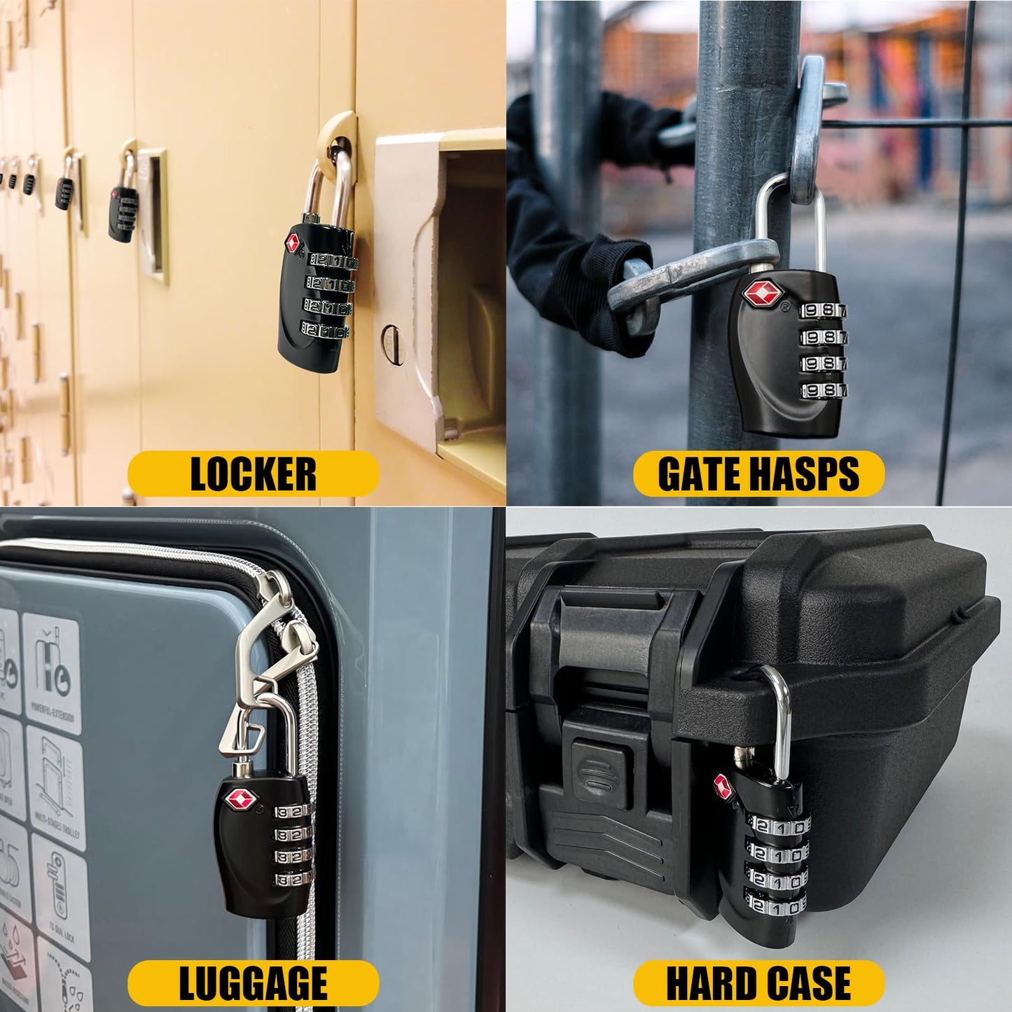 1 Pack TSA Approved Gun Case Lock for Pistol Cases, 4 Digits Travel Locks Small Combo Padlocks Firearm Traveling Plastic Hard Carrying Cases Combination TSA Lock - A
