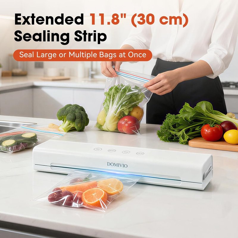 Vacuum Sealer Machine for Food - 4-in-1 Functions, Quick Sealing, 20 Vacuum Bags (20x30cm) | Compact Design for Home Use