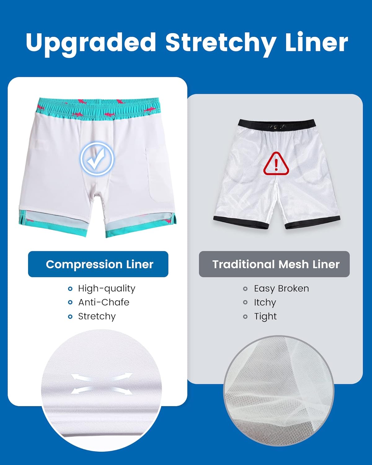 Men's 2-in-1 Swim Trunks - 7 Inch Board Shorts for Active Swimming | Quick-Dry & Comfortable
