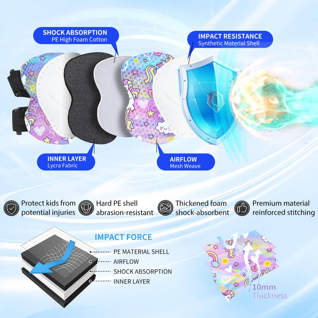 JeeFree Skateboard Pads Kids/Youth/Adult Shield Elbow Pads and Wrist Guards Protective Gear,Strong Double Straps&Adjustable Easy-Fix Clips for Skateboarding,Rollerblading,ScooterRoller,Skating,Bicycle