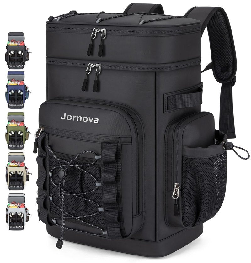 Jornova Insulated Cooler Backpack, 35L Leakproof Backpack with Double Compartments for Men & Women, Large Lunch Cooler for Camping, Beach, Travel, Picnic, Up to 48 Cans