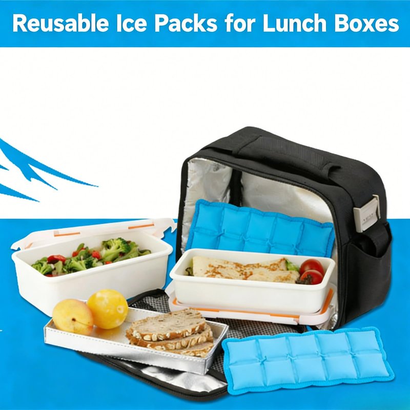 Reusable Ice Packs for Lunch Boxes – 10" x 4" Dry Ice Pack, Long‑Lasting Slim Freezer Packs for Lunch Bags, Coolers, Travel, Therapy, Camping, Flexible Cold Pack for Food (Ice Pack 10" x 4" x 0.7")