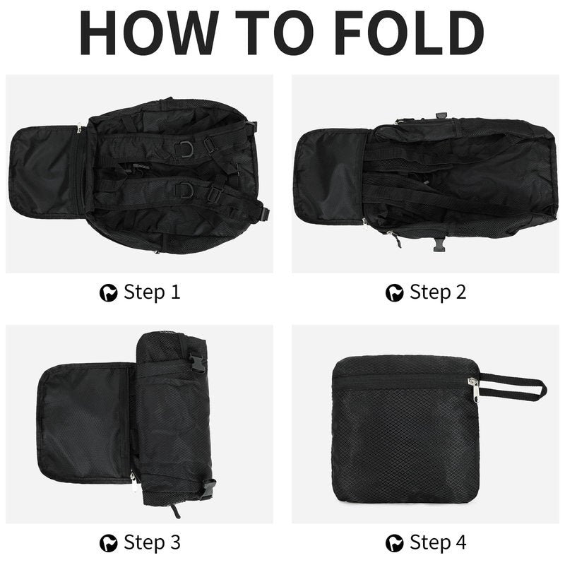 SFIUYDS Small Hiking Backpack Travel Lightweight Hiking Packable Daypack Water-Resistant Foldable Backpacks 15L for Travel Women Men Camping (Black)