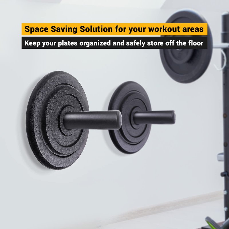 A2ZCARE Wall Mount Weight Plate Holder – Fits 2” Olympic Weight Plates (Set of 4)