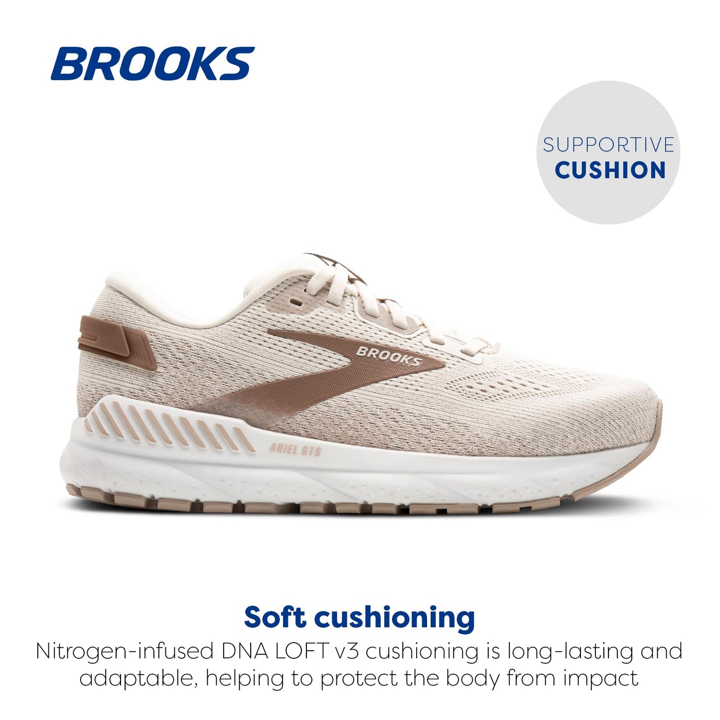 Brooks Women’s Ariel GTS 24 Supportive Running & Walking Shoe - Coconut/Chateau/Portabella - 8.5 Medium