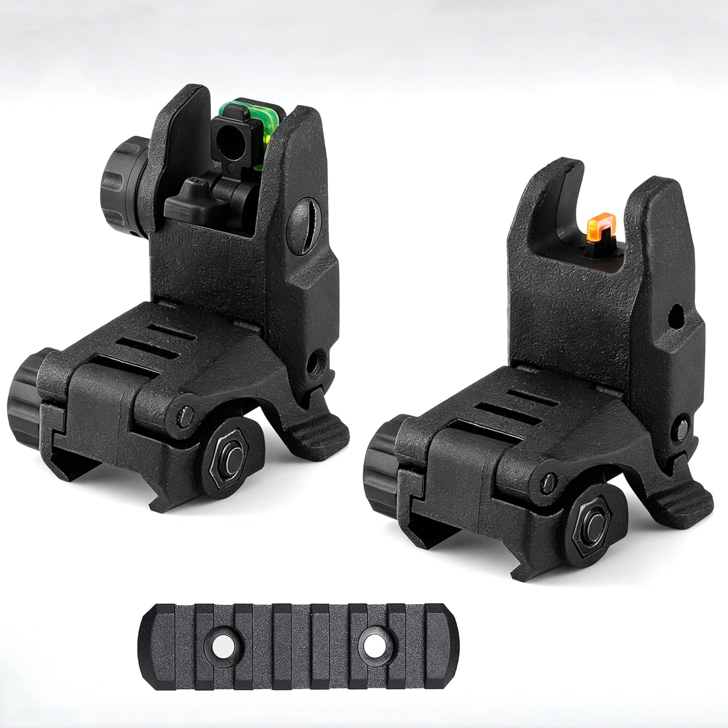 DOPETANE Fiber Optic Sights Flip Up Front and Rear Backup Sights with Red Green Fiber Optics Polymer Fiber Sight Black