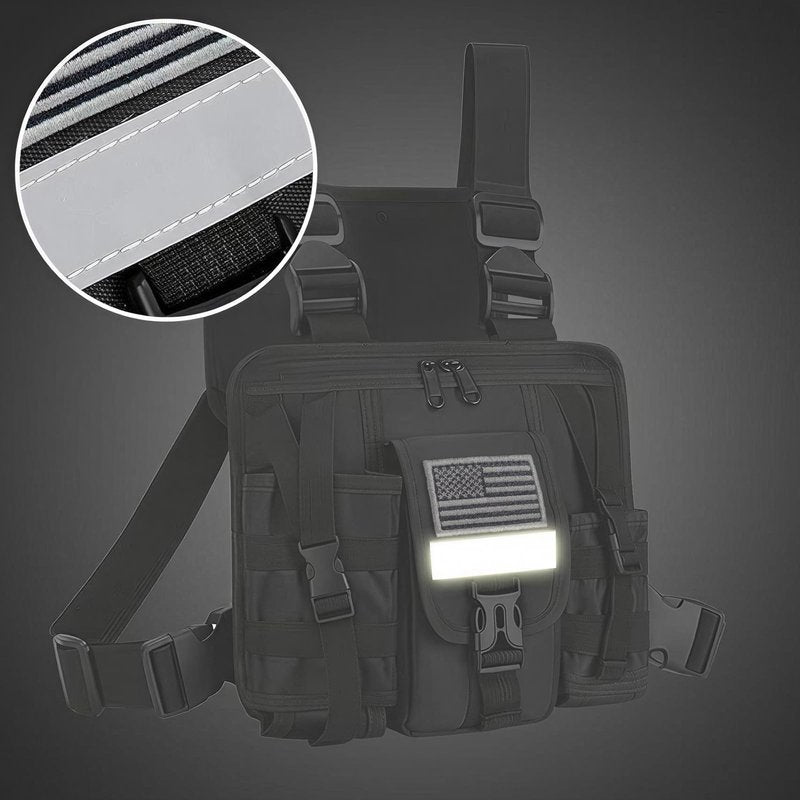 LUITON Radio Chest Harness with Reflective Strips Shoulder Holster Radio Vest Holder Two Way Radio Vest Rig Walkie Talkie Case