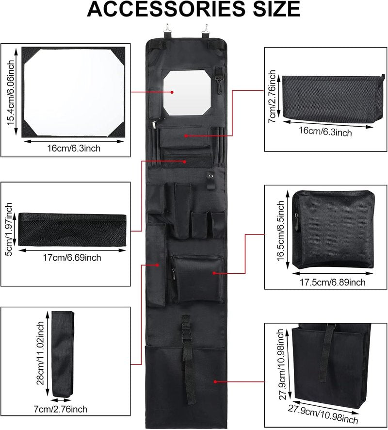 Police Style Hanging Closet Organizer - 52 x 11 Inches Door Shelf with Mirror for Law Enforcement | Black