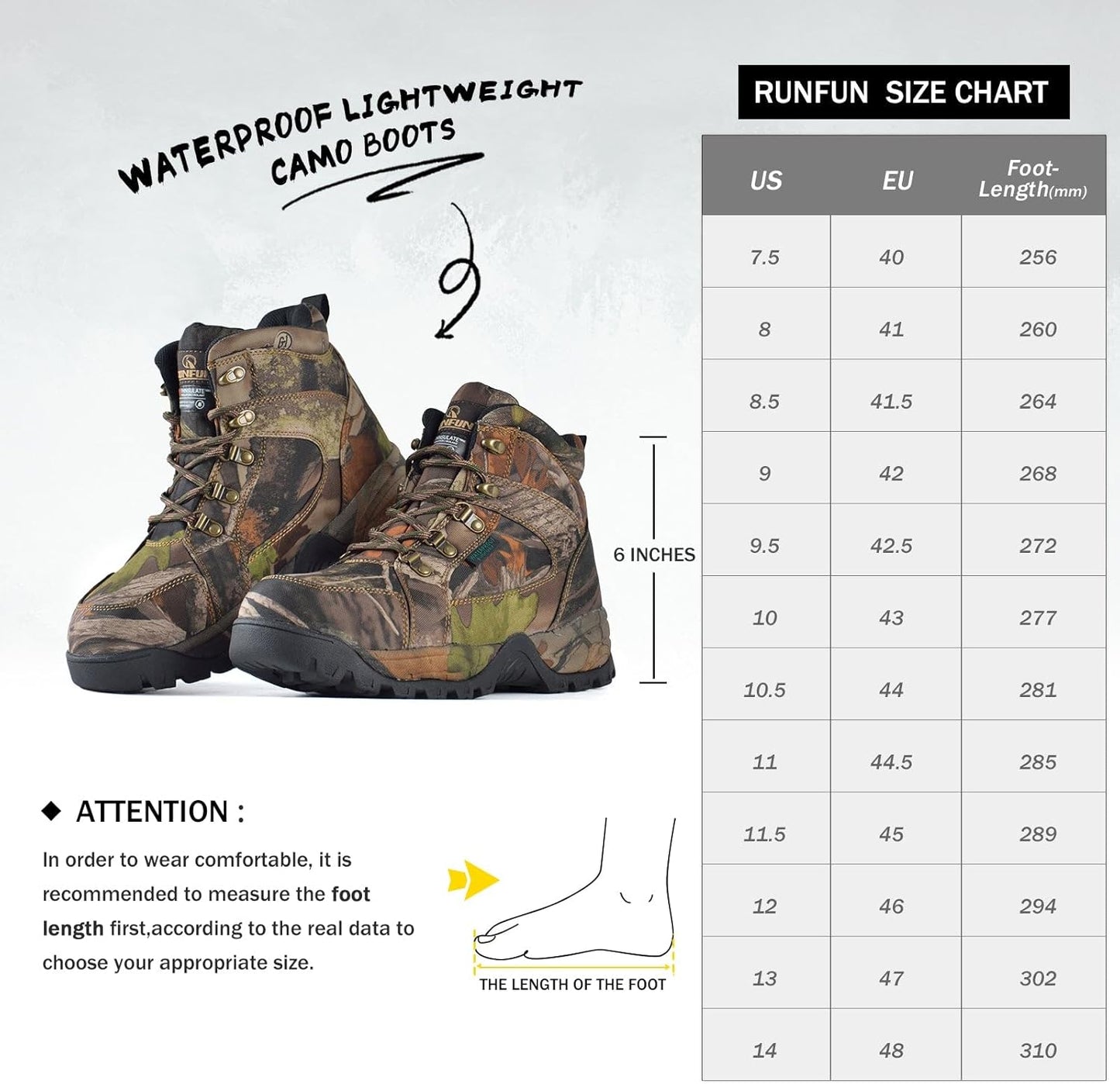 Men's Waterproof Hunting Boots - Lightweight Insulated Hiking Shoes with Steel Shank | 6" Breathable Design, 200g Thinsulate