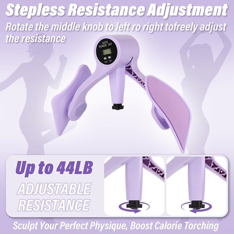 Wind Shear Thigh Trainer Kegel Exerciser, Pelvic Floor Muscle Trainer, Adjustable Resistance Thigh Master, LED Inner Thigh Exerciser Equipment, Pelvic Floor Strengthening for Women Hip, Leg, Arm