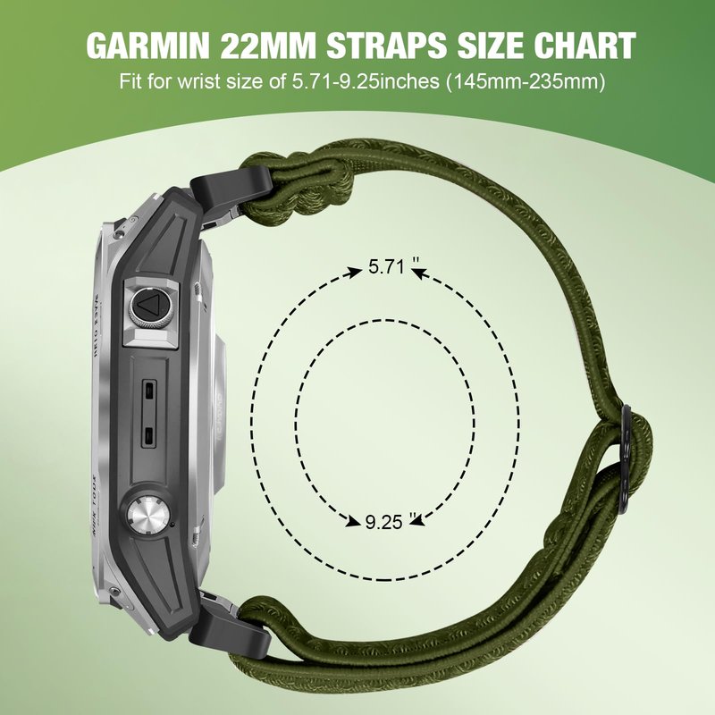 2 Pack Elastic 22mm Watch Quickfit Bands Compatible with Garmin Fenix E 47mm/Fenix 8 47mm/Fenix 7/7 Pro/Fenix 6/6 Pro/Fenix 5/5 Plus, Sport Nylon Replacement Strap