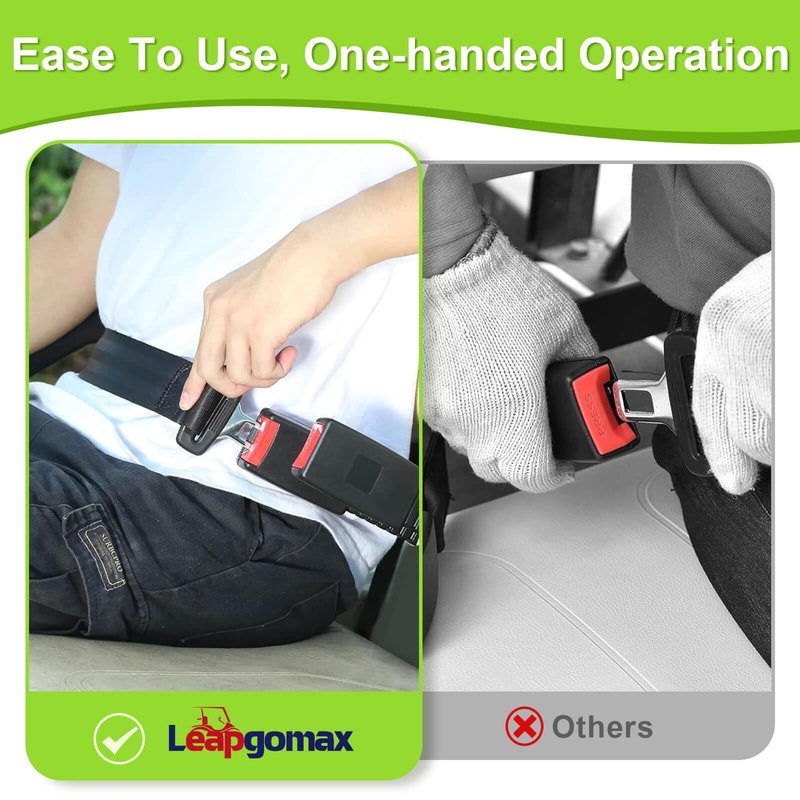 LEAPGOMAX Retractable 61" DOT Seatbelts, Universal 2 Point Adjustable Seat Belts for Golf Carts EZGO, Yamaha, Club Car, ICON, Star, Zone Golf Carts (1 Set)