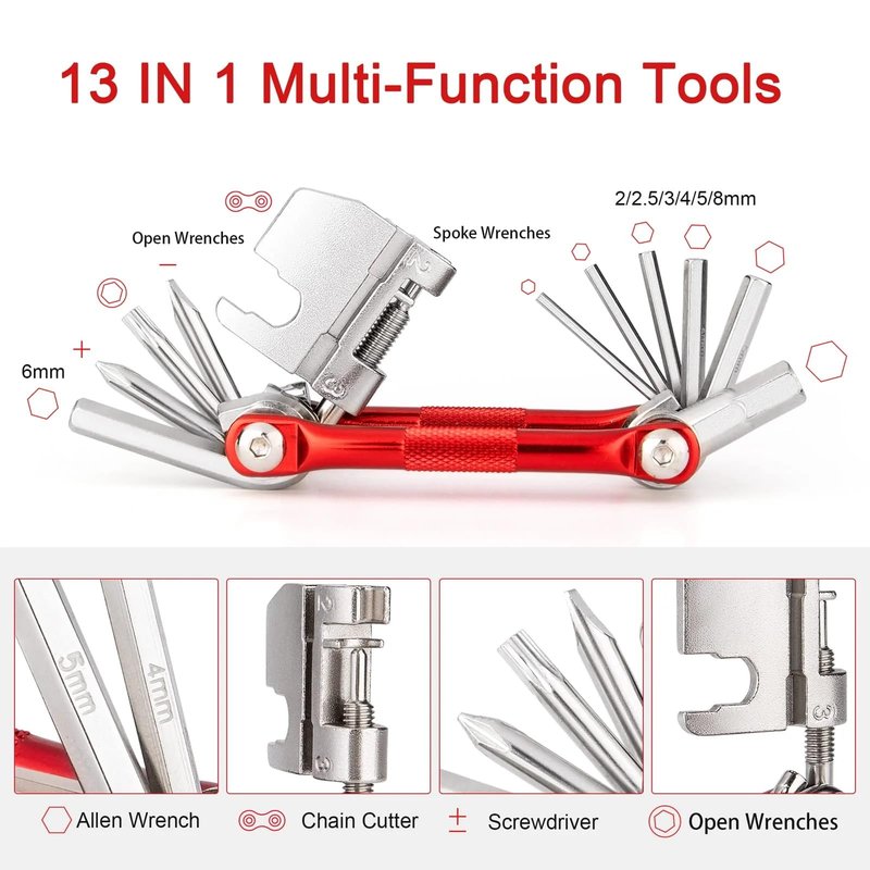 Bicycle Repair Tool Kit with Bike Pump & Saddle Bag - Bike Tool Kits for Repair and Maintenance at Home or on the Road - Bike Tire Repair Kit