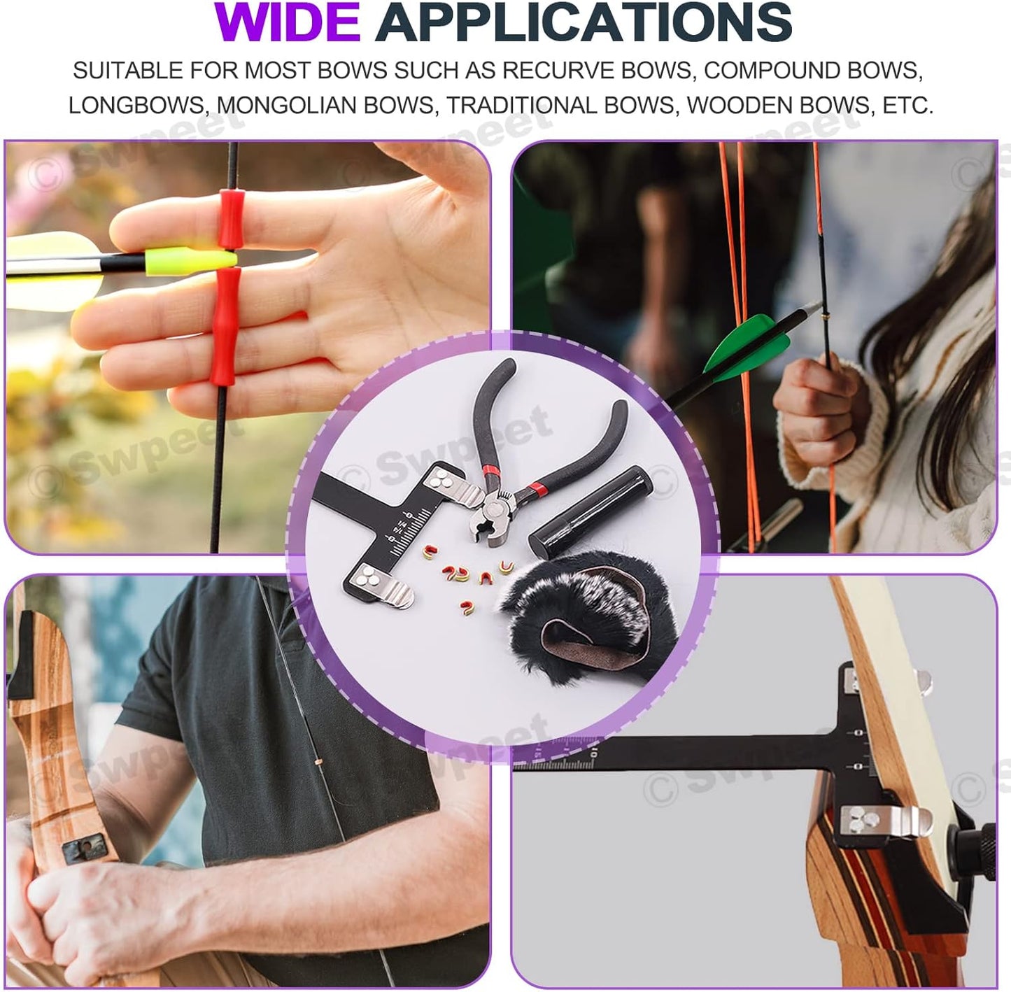 Archery Bow String Tools Kit - 17Pcs Nocking Buckle, T Shape Ruler & More | Essential Accessories for Precision Shooting