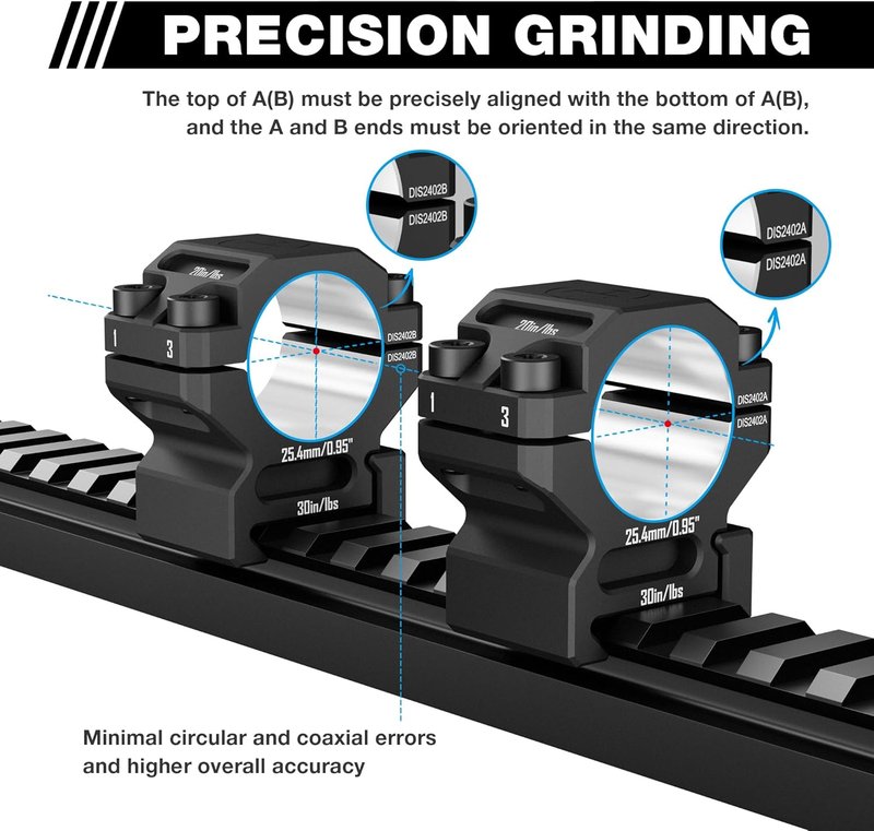 7075 Aluminum Scope Rings - High Precision Picatinny Mounts | Medium/High/Low Profile Options
