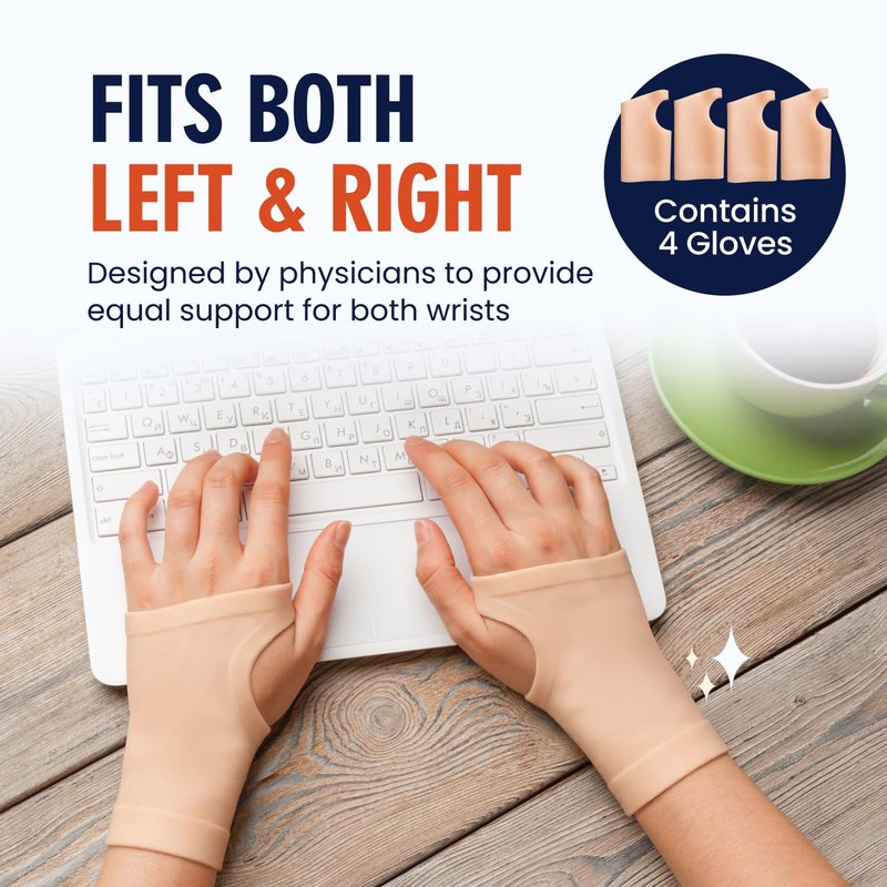 Dr. Frederick's Gel Wrist Brace - Waterproof Fingerless Compression Sleeve for Carpal Tunnel Relief | Fits Left & Right Hand - Medium