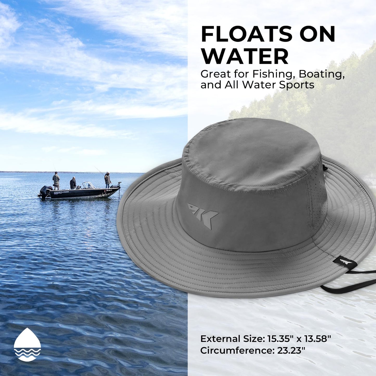 KastKing Sol Armis UPF 50 Boonie Hat - Sun Protection Hat, Fishing Hat, Beach & Hiking Hat, Paddling,Formal Gray