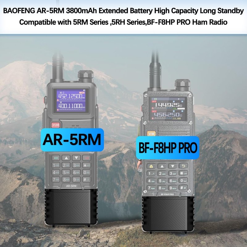 BAOFENG BF-F8HP PRO AR-5RM Battery Rechargeable 3800mAh Extended Battery Compatible with UV-5G Plus,UV-5RH PRO GPS,5RM,GM-5RH GMRS USB-C Charger for Ham Radio Handheld Walkie Talkies Accessories