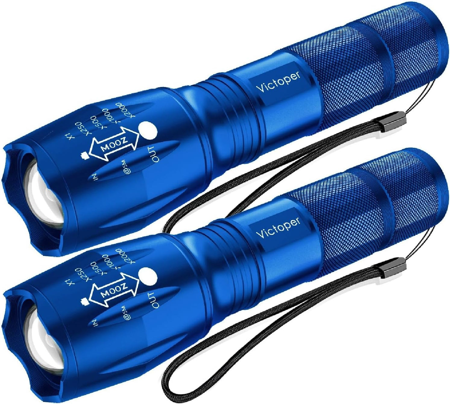 Victoper LED Flashlight 2 Pack - Bright Tactical Torch with 5 Modes | Waterproof & Zoomable for Outdoor Adventures