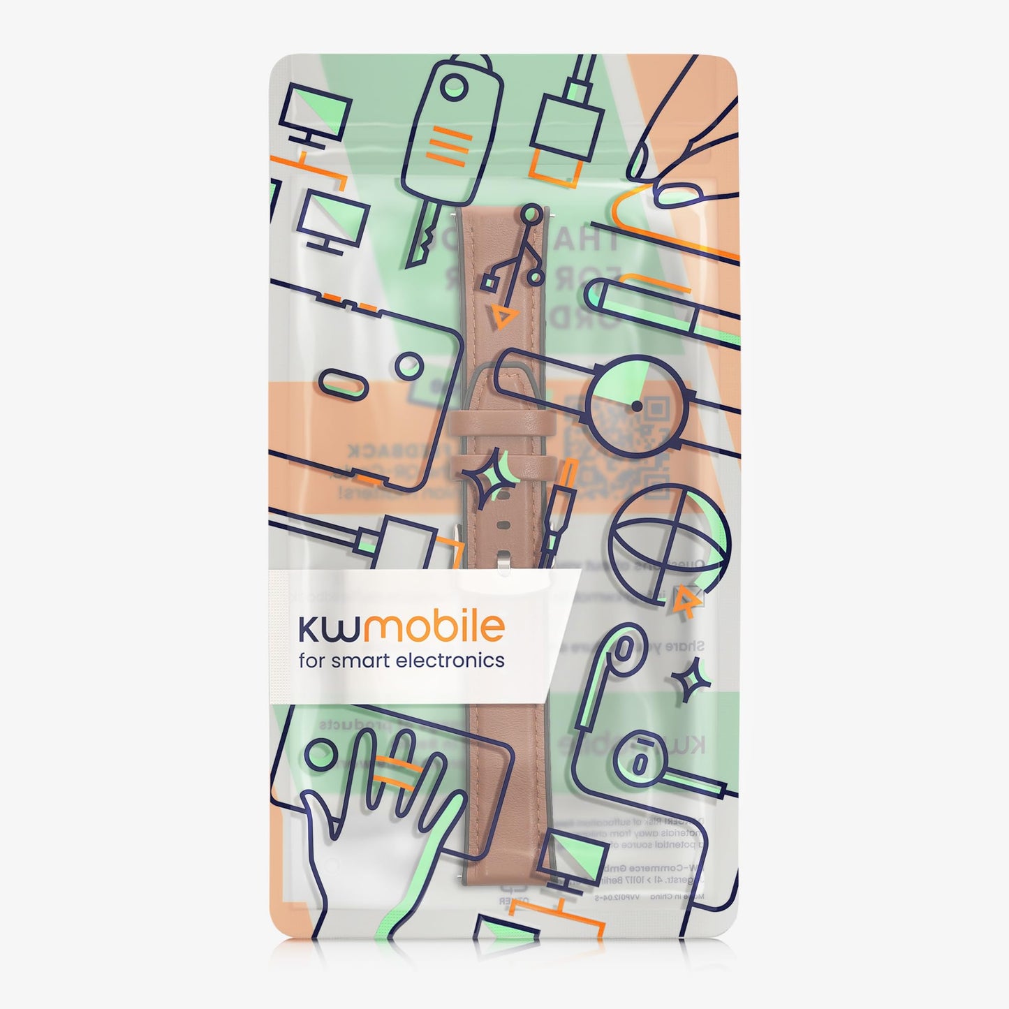 kwmobile 22mm Silicone Leather Look Sport Wristband - Brown/Black for Amazfit Bip 6