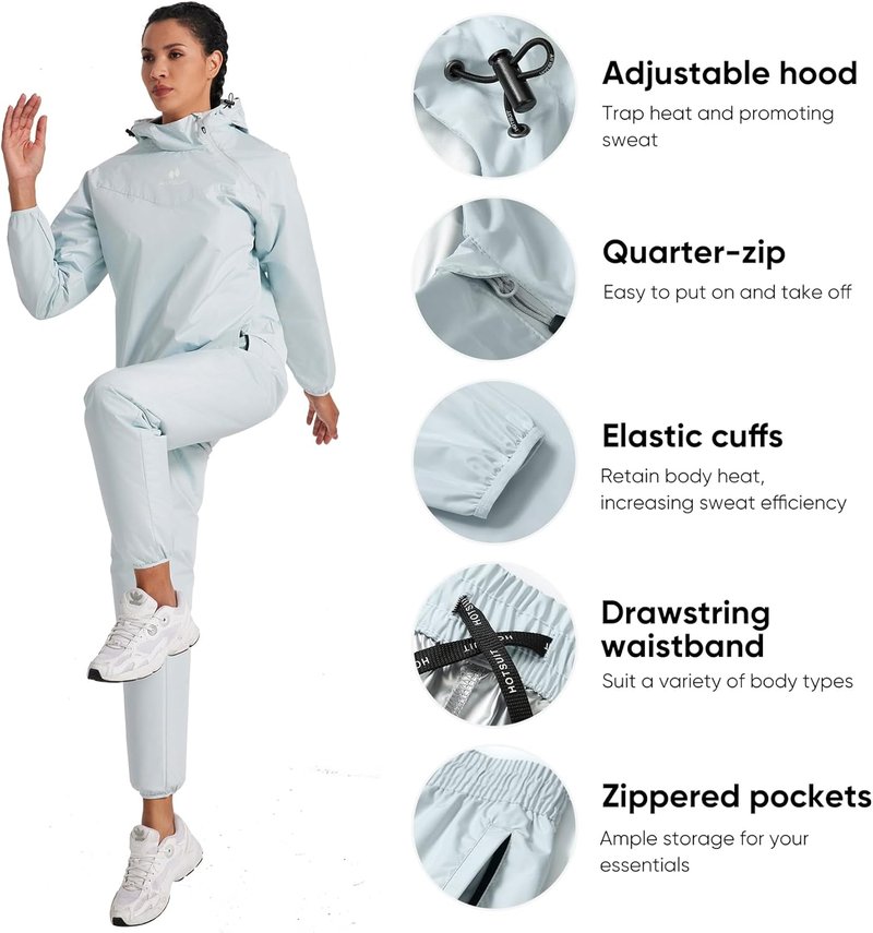 Sauna Suit for Women - Anti-Rip Weight Loss Sweat Jacket & Pants | Odorless Workout Gear