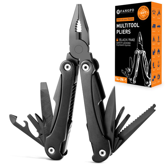 14 IN 1 Multitool Pliers, Multitool with Pocket Clip, Portable Multi Tool, Pocket Knife Camping Multitool, Needle Nose Plierswith Replaceable Wire Cutters Screwdrivers Saw Gifts for Men, Dad, Husband