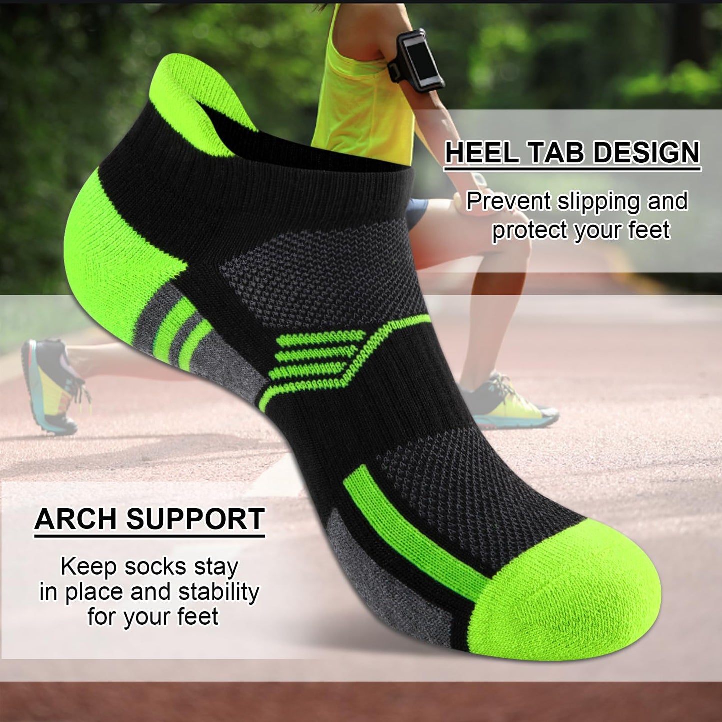 COOVAN Ankle Socks Womens Athletic Low Cut Thick Cushioned Running Socks with Tab 6 Pairs