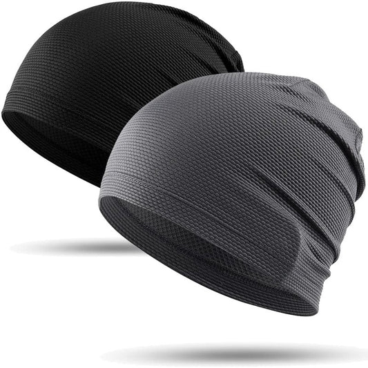 WTACTFUL 2pcs Cooling Skull Cap for Men Women Lightweight Breathable 3D Mesh Beanie Hat, Thin Quick Dry Running Cap for Cycling Motorcycle Helmet Hard Hat Liner Summer