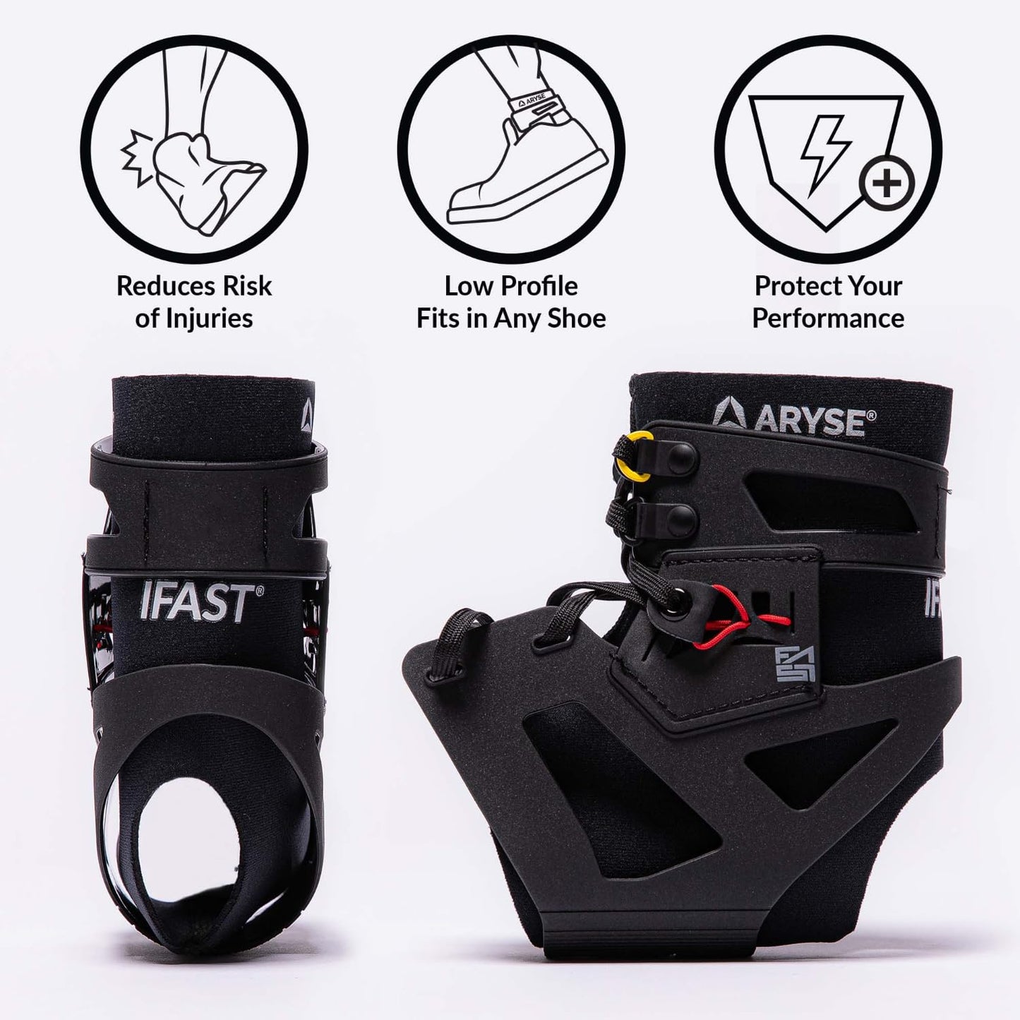 ARYSE IFAST Ankle Brace - Ankle Stabilizer For Men & Women - Great For Basketball, Volleyball, Soccer & More! (Medium, Black, Single)