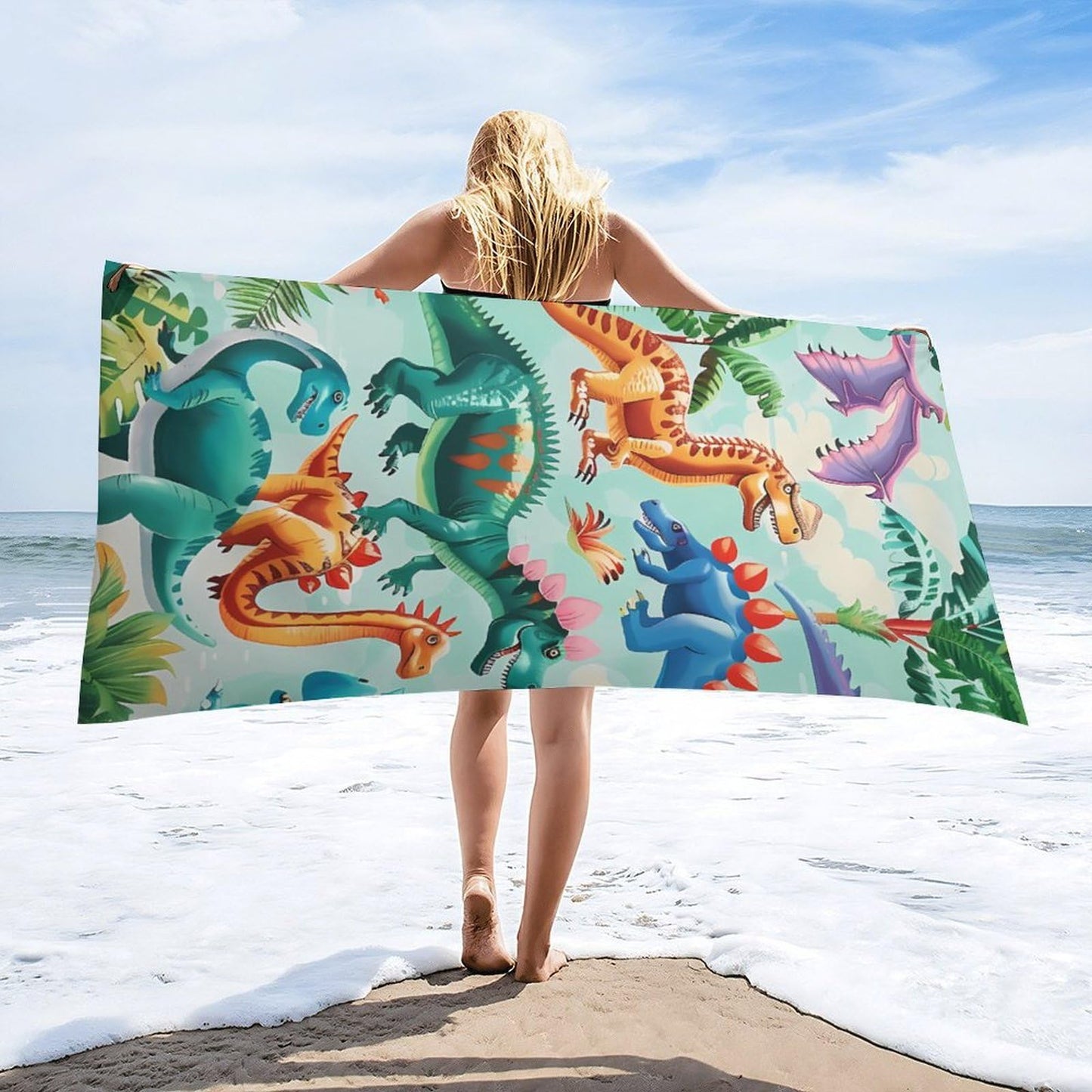 dinosaur beach towel Unique Design dinosaur towels Quick Dry Towel Suitable for Beach Bath Towel for Women Girls Kids Men Soft Plush dinosaur towel Beach Lovers beach towel dinosaur 63x32 inches