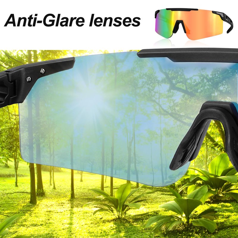 COSMOING Sport Sunglasses for Men Women, Lightweight Cycling Sun Glasses with UV400 Protection for Cycling Running Fishing Driving