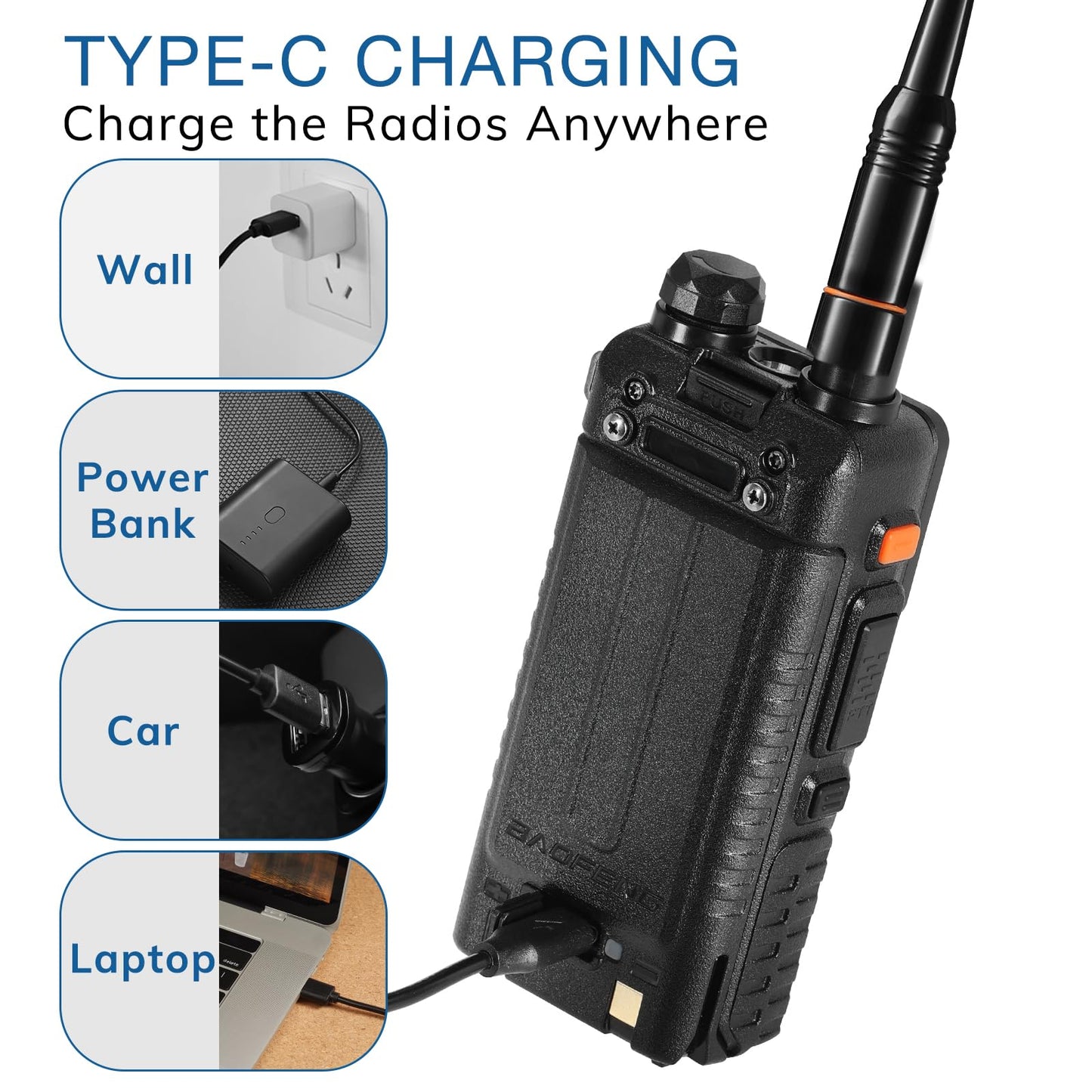 BAOFENG UV-5RM Plus 10W Ham Radio, Dual Band Two Way Radio, UHF VHF NOAA FM AM(Airband) 1.25M Receiver, Long Range Rechargeable Handheld Walkie Talkies, 2500mAh Battery USB-C Port, Chirp Compatible