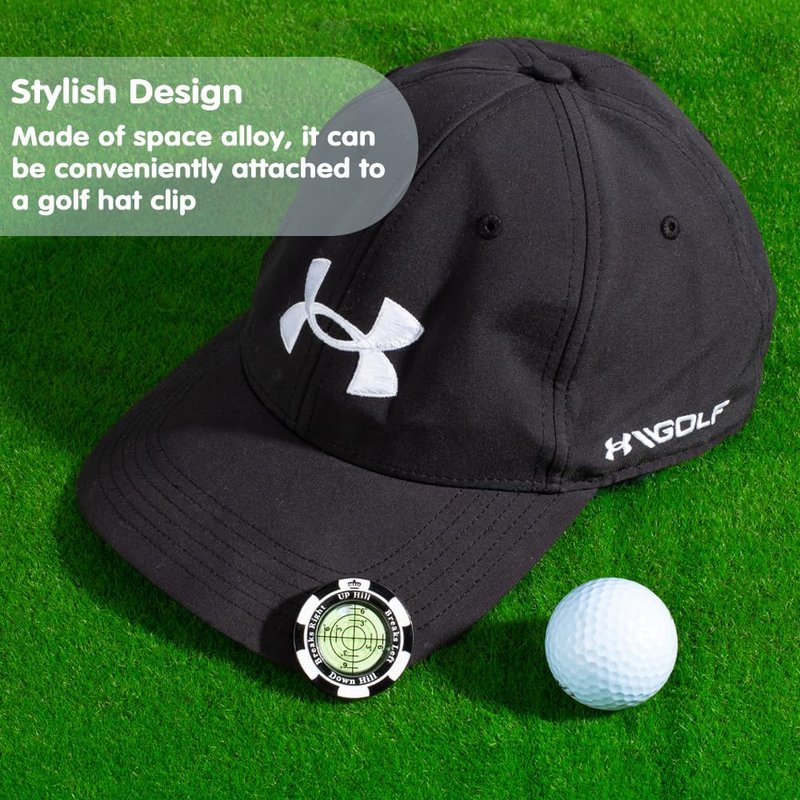 Prodigora Golf Green Reader, Golf Ball Marker Hat Clip with High Precision Horizontal Bubble, Putting Training Aid Golf Accessories Tool Gift for Men Women (Black)