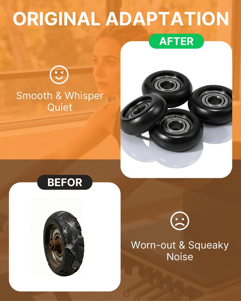 4Pcs Upgraded Roller Wheels for Aero Pilates Reformer, Smooth & Quiet, Wear-resistant, Pilates Reformer Accessories, Replacement Parts for Aero Pilates Machine, Black