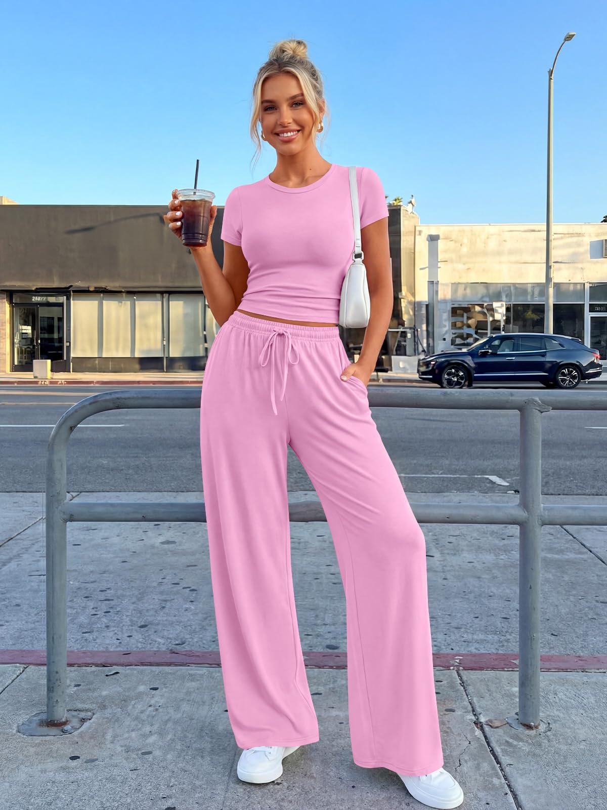 Trendy Queen Womens 2 Two Piece Set 2026 Summer Workout Vacation Gym Clothes Spring Fashion Lounge Matching Airport Travel Outfit Resort Wear Fitness Athleisure Clothing