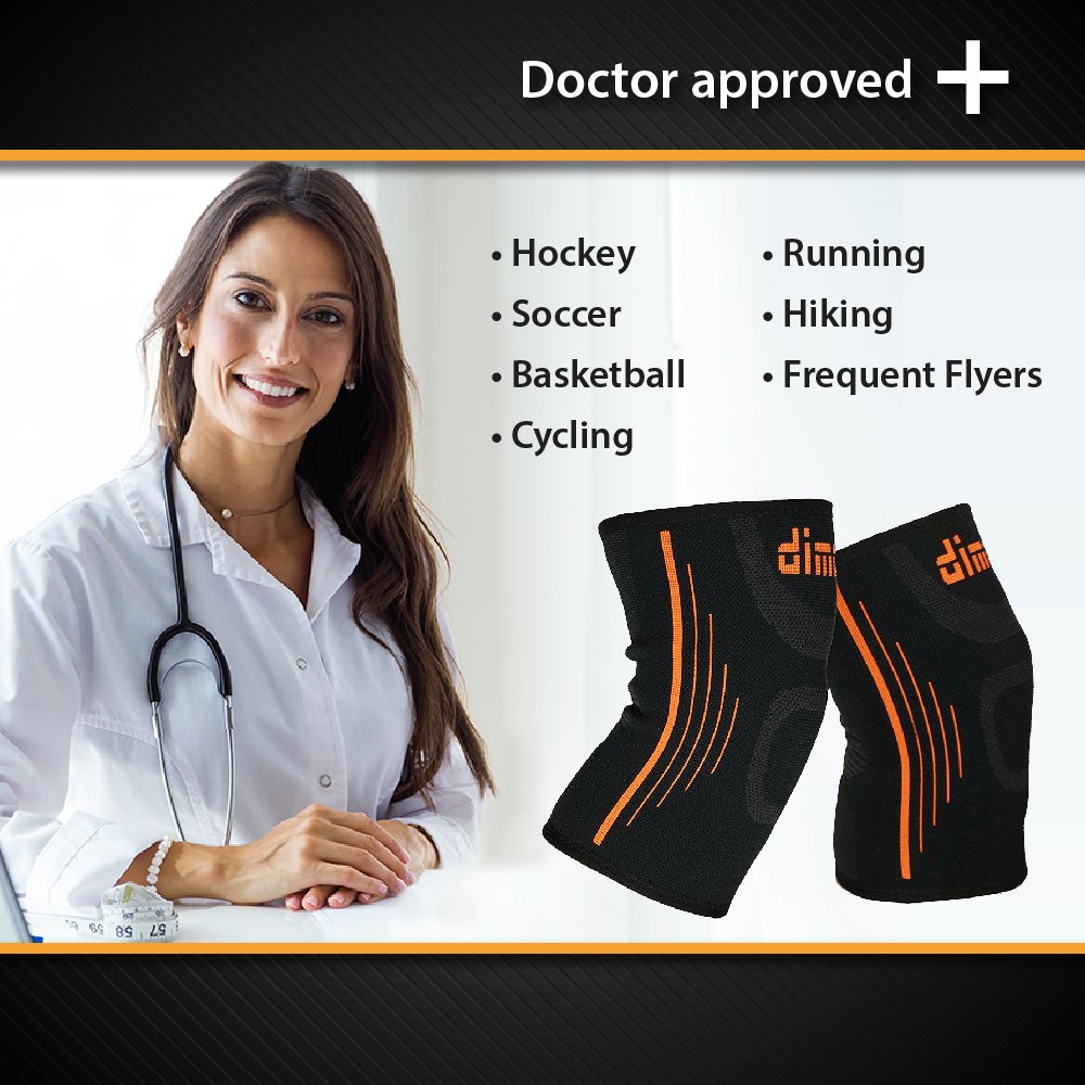 dimok Athletic Knee Brace Compression Sleeve Leg Support for Kids Pain Injury Meniscus Tear Fast Recovery (2 Pack, XS)