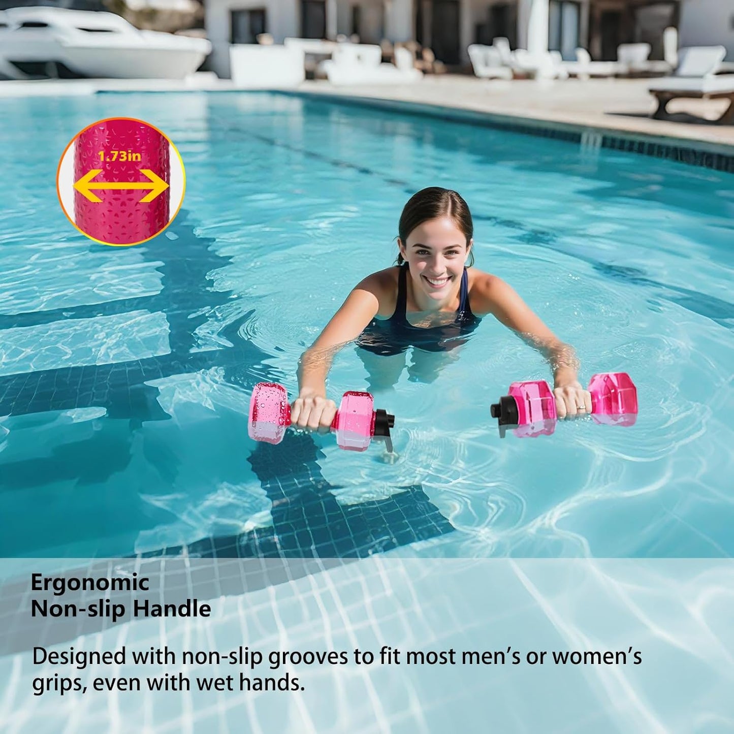 SIXRARI Water Weights for Pool Exercise - Non-Slip Adjustable Aqua Dumbbells for Arm Toning & Fitness | 2 PCS Set