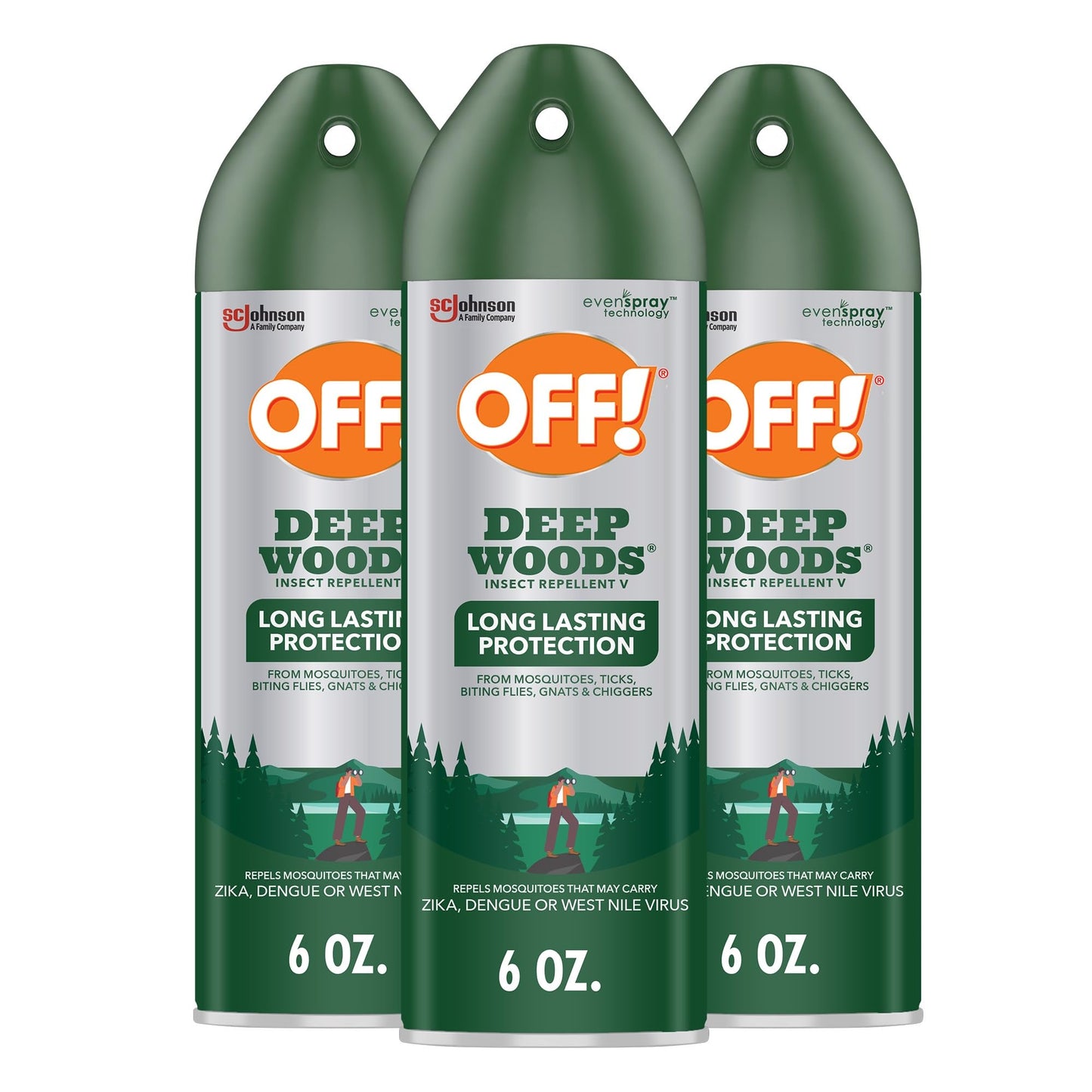 OFF! Deep Woods Insect Repellent Spray with 25 Percent DEET Provides up to 8 Hours of Mosquito Protection 6 Ounce (Pack of 3)