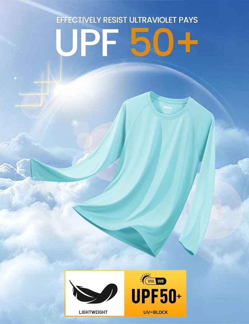Men's Long Sleeve Athletic Shirt - UPF 50+ UV Sun Protection for Hiking & Running | Lightweight & Breathable