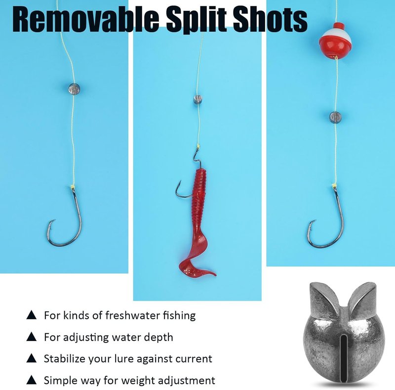 Split Shot Fishing Weights - 100pcs Removable Round Sinkers for Freshwater & Saltwater Fishing | Versatile Clip-On Design