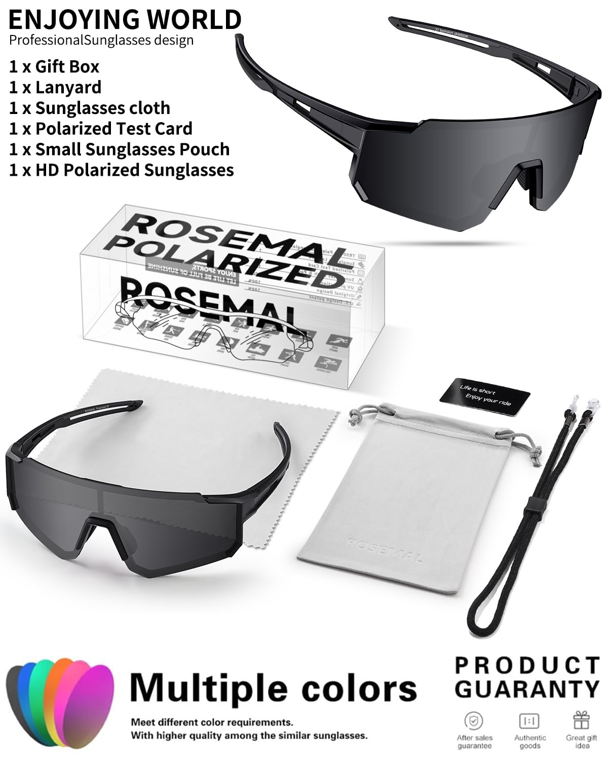 Rosemal Polarized Sports Sunglasses for Men Women Youth Baseball Running Cycling Driving Fishing Tennis Golf Motor TAC UV400 TR90