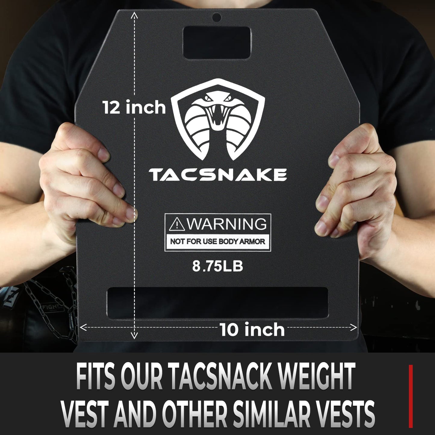 Tacsnake Weight Vest Plates 5.75 LB/ 8.75 LB/ 14.75 LB Pair for Weighted Vest, Strength Training, Running, Workout (8.75, Black)