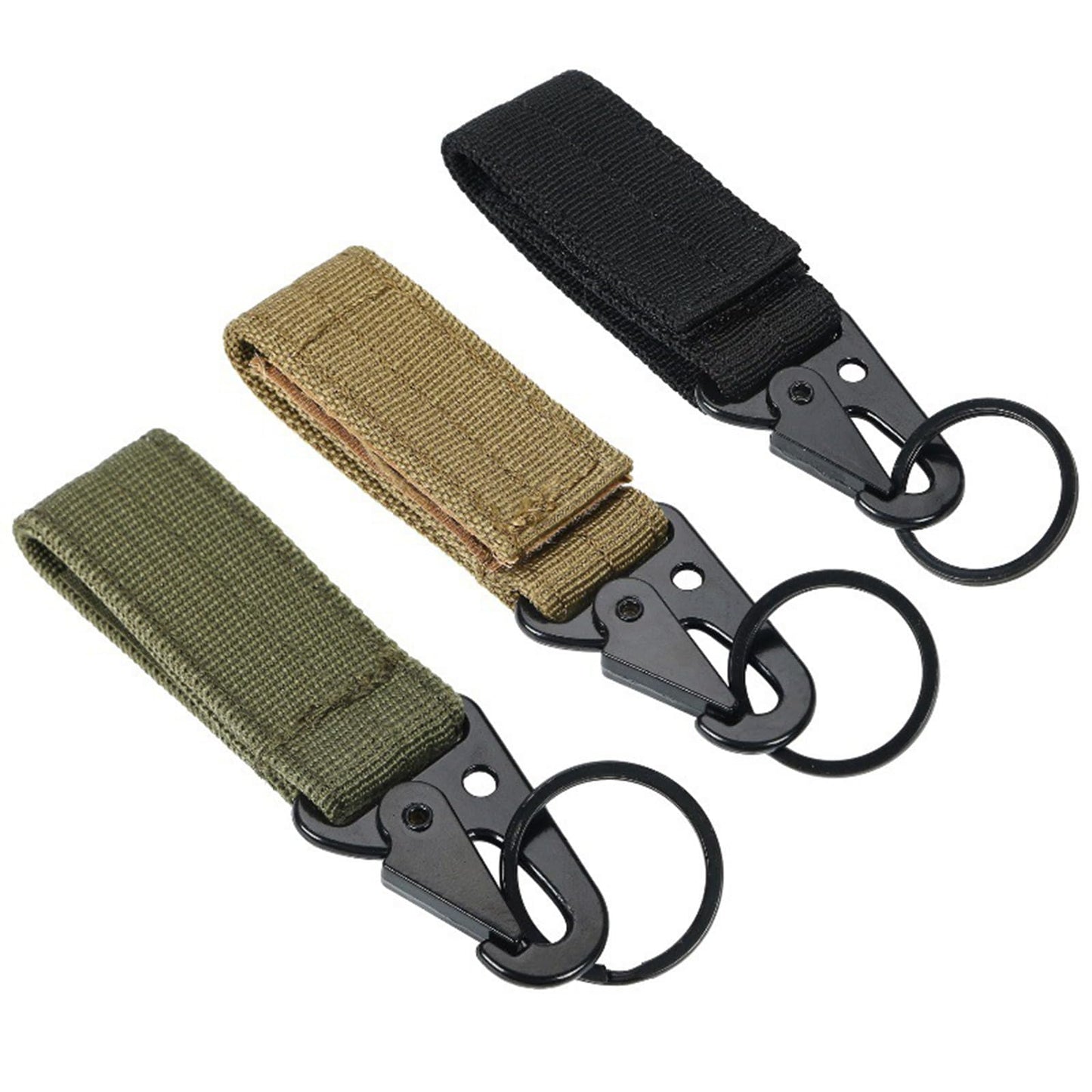 KICPUK Keychain Clips (3-Pack) Outdoor Heavy Duty Grade Key Holder Straps with D-Ring Buckle for Backpack, Belt and Gear Attachment