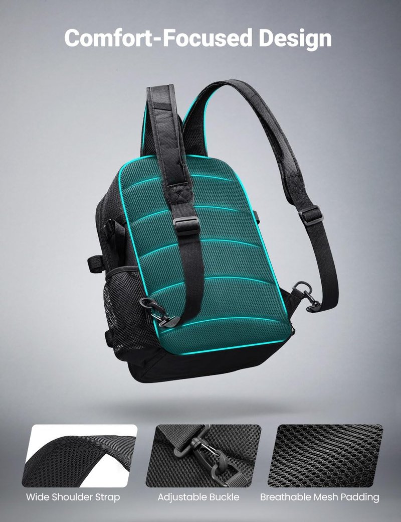Fishing Backpack Tackle Bag - Water-Resistant Multi-Compartment Design | 2 Rod Holders, Lightweight Outdoor Pack