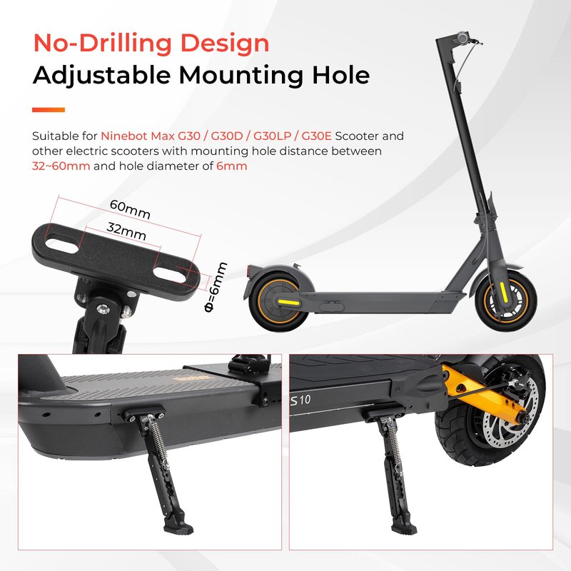 LUCK4U Scooter Kickstand Parking Stand Feet Support Replacement Part Compatible for Max G30/Max G30LP Electric Scooter Black