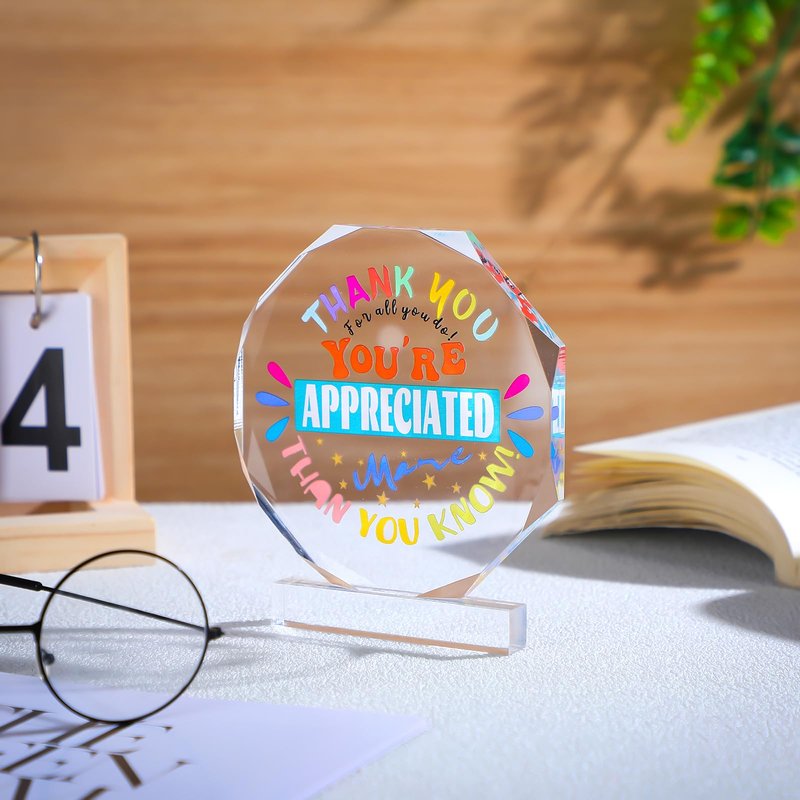 Menkxi 6 Pcs Appreciation Acrylic Award 4.72" x 5.31" Large Appreciation Trophy Employee Trophies Award Graduation Party Gifts for Employees Coworkers Team End of Year Gifts