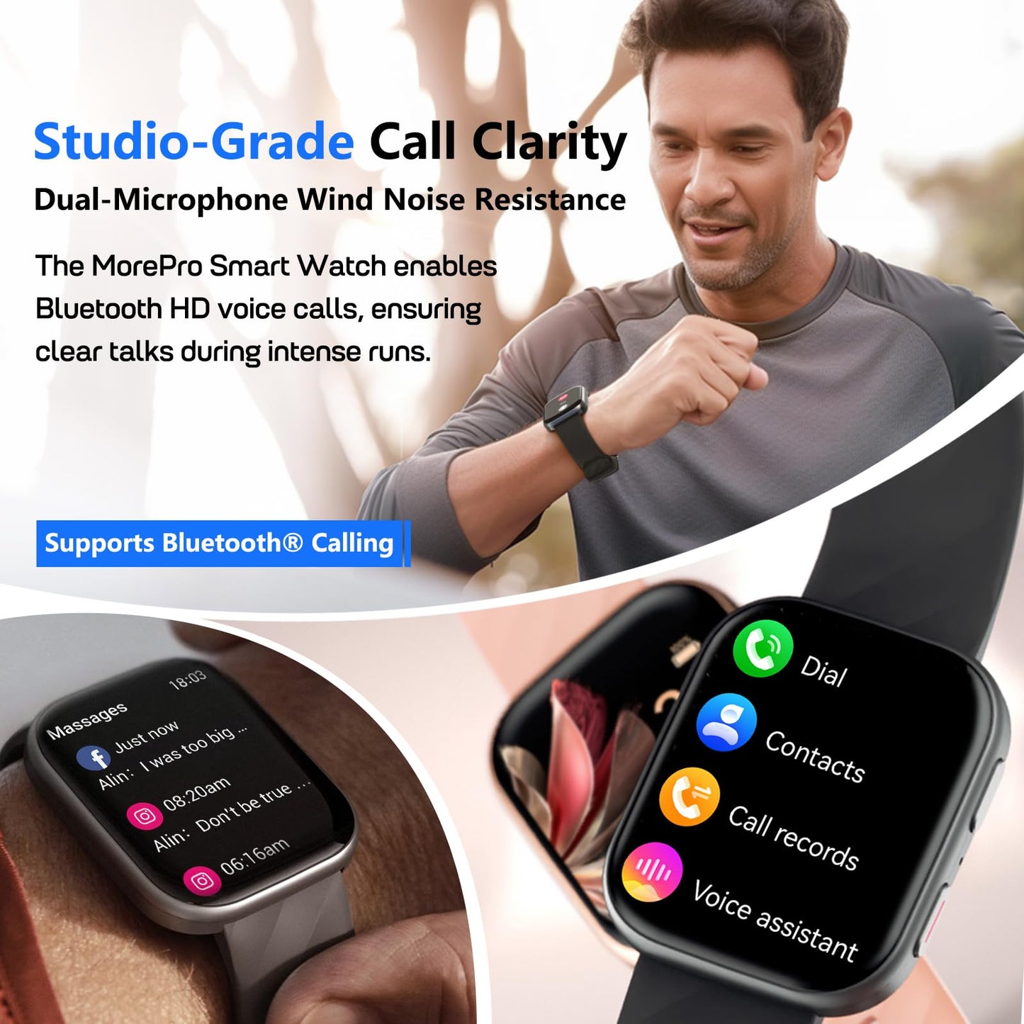 MorePro Fitness Tracker with 24/7 Heart Rate & Blood Pressure Monitor, Smart Watch with Blood Oxy-gen, Sleep Tracking, Fitness Watch 120+ Sports Modes, Answer/Make Calls for Men and Women
