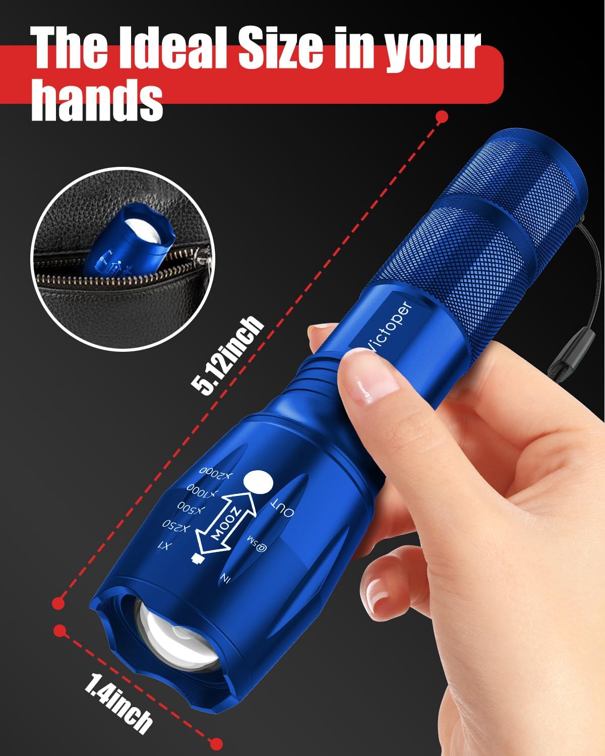 Victoper LED Flashlight 2 Pack - Bright Tactical Torch with 5 Modes | Waterproof & Zoomable for Outdoor Adventures