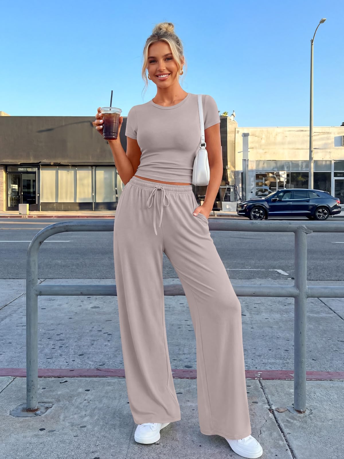 Trendy Queen Womens 2 Two Piece Set 2026 Summer Workout Vacation Gym Clothes Spring Fashion Lounge Matching Airport Travel Outfit Resort Wear Fitness Athleisure Clothing